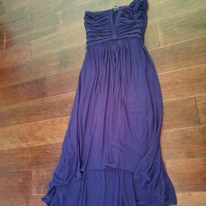 Navy blue strapless high low maxi dress size small by Sky brand